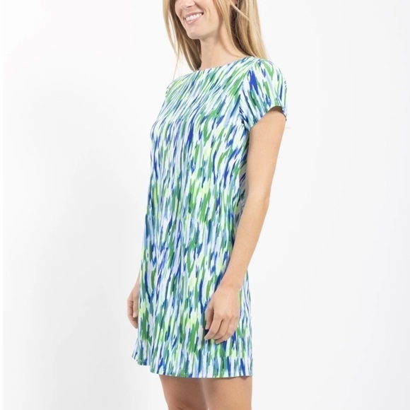 Jude Connally Ella Crew Neck T-Shirt Dress Mod Mosaic Blue Small - Picture 7 of 9